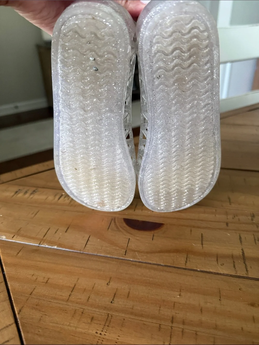 art class Girls' Silver Glitter Jelly Flats with Cutout Design